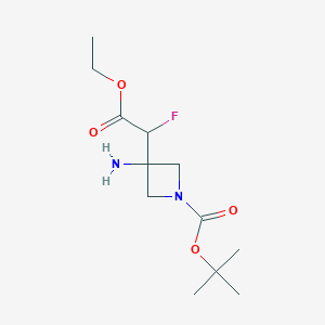 molecular formula C12H21FN2O4 B12856975 tert-Butyl 3-amino-3-(2-ethoxy-1-fluoro-2-oxo-ethyl)azetidine-1-carboxylate 