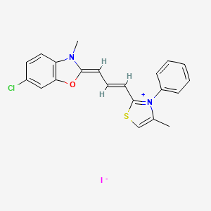 molecular formula C21H18ClIN2OS B12857065 4-Methyl-2-(2-(6-chloro-3-methyl-2(3H)-benzoxazolinylidene)-1-propenyl)-3-phenylthiazoliniumiodide 