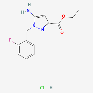 molecular formula C13H15ClFN3O2 B12857066 Ethyl 5-amino-1-(2-fluorobenzyl)-1H-pyrazole-3-carboxylate hydrochloride CAS No. 1956385-08-2