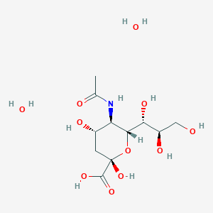 molecular formula C11H23NO11 B12857150 (2S,4S,5R,6R)-5-Acetamido-2,4-dihydroxy-6-((1R,2R)-1,2,3-trihydroxypropyl)tetrahydro-2H-pyran-2-carboxylic acid dihydrate 