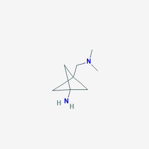 molecular formula C8H16N2 B12857186 3-[(Dimethylamino)methyl]bicyclo[1.1.1]pentan-1-amine 