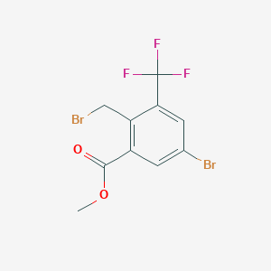 molecular formula C10H7Br2F3O2 B12857199 Methyl 5-bromo-2-(bromomethyl)-3-(trifluoromethyl)benzoate 