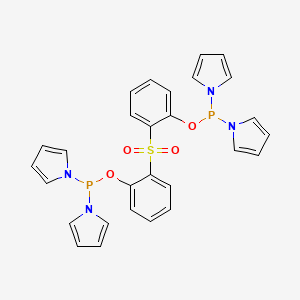 molecular formula C28H24N4O4P2S B12857246 1,1',1'',1'''-(((Sulfonylbis(2,1-phenylene))bis(oxy))bis(phosphinetriyl))tetrakis(1H-pyrrole) 