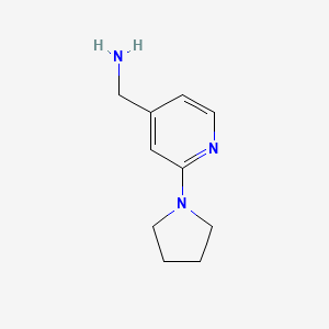 molecular formula C10H15N3 B1285741 (2-(吡咯啉-1-基)吡啶-4-基)甲胺 CAS No. 876316-38-0