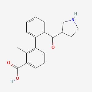 molecular formula C19H19NO3 B12857543 2-Methyl-2'-(pyrrolidine-3-carbonyl)-[1,1'-biphenyl]-3-carboxylic acid 