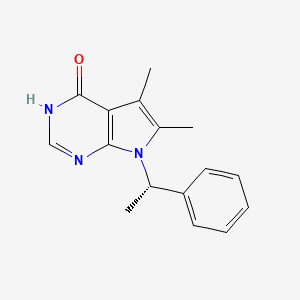 molecular formula C16H17N3O B12857700 (S)-5,6-Dimethyl-7-(1-phenylethyl)-3,7-dihydro-4H-pyrrolo[2,3-d]pyrimidin-4-one 