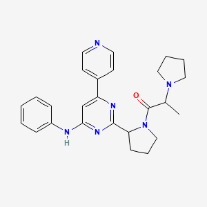 1-(2-(4-(Phenylamino)-6-(pyridin-4-yl)pyrimidin-2-yl)pyrrolidin-1-yl)-2-(pyrrolidin-1-yl)propan-1-one