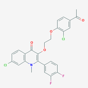 molecular formula C26H19Cl2F2NO4 B12857827 3-(2-(4-Acetyl-2-chlorophenoxy)ethoxy)-7-chloro-2-(3,4-difluorophenyl)-1-methylquinolin-4(1H)-one 