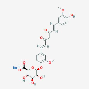 molecular formula C27H27NaO12 B12857832 Sodium (2S,3S,4S,5R,6S)-3,4,5-trihydroxy-6-(4-((1E,6E)-7-(4-hydroxy-3-methoxyphenyl)-3,5-dioxohepta-1,6-dien-1-yl)-2-methoxyphenoxy)tetrahydro-2H-pyran-2-carboxylate 