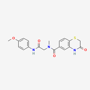 molecular formula C19H19N3O4S B12857935 N-(2-((4-Methoxyphenyl)amino)-2-oxoethyl)-N-methyl-3-oxo-3,4-dihydro-2H-benzo[b][1,4]thiazine-6-carboxamide 