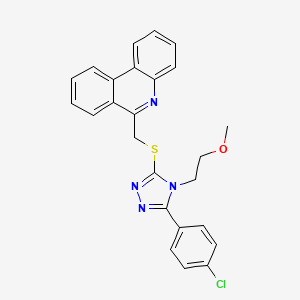 molecular formula C25H21ClN4OS B12857951 6-(((5-(4-Chlorophenyl)-4-(2-methoxyethyl)-4H-1,2,4-triazol-3-yl)thio)methyl)phenanthridine 