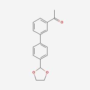 molecular formula C17H16O3 B12859551 1-[4'-(1,3-Dioxolan-2-yl)[1,1'-biphenyl]-3-yl] ethanone 