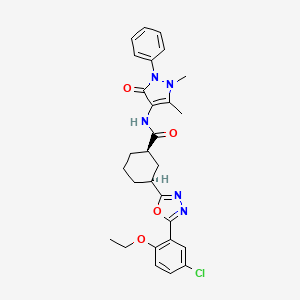 (1R,3S)-3-(5-(5-Chloro-2-ethoxyphenyl)-1,3,4-oxadiazol-2-yl)-N-(1,5-dimethyl-3-oxo-2-phenyl-2,3-dihydro-1H-pyrazol-4-yl)cyclohexanecarboxamide