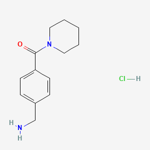 molecular formula C13H19ClN2O B1285961 1-[4-(Piperidin-1-ylcarbonyl)phenyl]methanamine hydrochloride CAS No. 916762-48-6