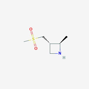 molecular formula C6H13NO2S B12859727 (2R,3S)-2-Methyl-3-((methylsulfonyl)methyl)azetidine 