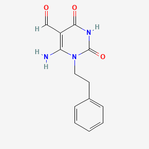 molecular formula C13H13N3O3 B1285988 6-Amino-2,4-dioxo-1-(2-phenylethyl)-1,2,3,4-tetrahydropyrimidine-5-carbaldehyde 