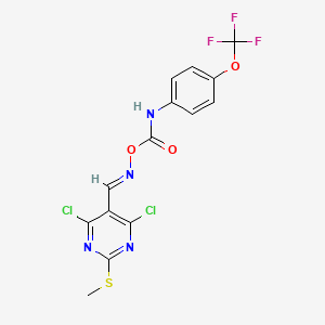 [(E)-(4,6-dichloro-2-methylsulfanylpyrimidin-5-yl)methylideneamino] N-[4-(trifluoromethoxy)phenyl]carbamate