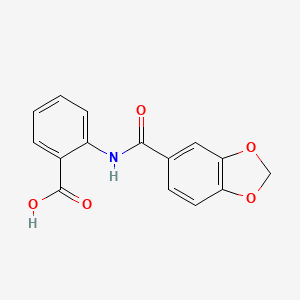 molecular formula C15H11NO5 B1286056 2-[(1,3-Benzodioxol-5-ylcarbonyl)amino]benzoic acid CAS No. 926256-19-1