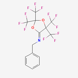 molecular formula C14H7F12NO2 B12860718 N-Benzyl-2,2,5,5-tetrakis(trifluoromethyl)-1,3-dioxolan-4-imine 