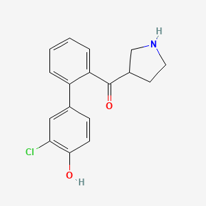 molecular formula C17H16ClNO2 B12860724 (3'-Chloro-4'-hydroxy-[1,1'-biphenyl]-2-yl)(pyrrolidin-3-yl)methanone 