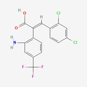 (E)-2-[2-amino-4-(trifluoromethyl)phenyl]-3-(2,4-dichlorophenyl)prop-2-enoic acid