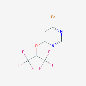 molecular formula C7H3BrF6N2O B12860777 4-Bromo-6-[2,2,2-trifluoro-1-(trifluoromethyl)ethoxy]pyrimidine 