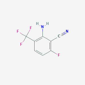 molecular formula C8H4F4N2 B12860788 2-Amino-6-fluoro-3-(trifluoromethyl)benzonitrile 