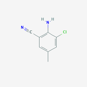 molecular formula C8H7ClN2 B12860914 2-Amino-3-chloro-5-methylbenzonitrile 