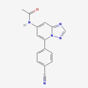 molecular formula C15H11N5O B12860982 N-(5-(4-cyanophenyl)-[1,2,4]triazolo[1,5-a]pyridin-7-yl)acetamide 