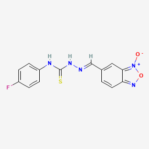 molecular formula C14H10FN5O2S B12861032 6-{2-[(4-Fluoroanilino)carbothioyl]carbohydrazonoyl}-2,1,3-benzoxadiazol-1-ium-1-olate 