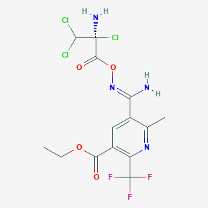 molecular formula C14H14Cl3F3N4O4 B12861041 Ethyl 5-(amino{[(2,3,3-trichloroallanoyl)oxy]imino}methyl)-6-methyl-2-(trifluoromethyl)nicotinate 