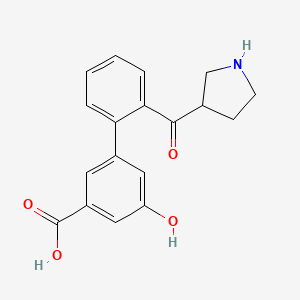 molecular formula C18H17NO4 B12861057 5-Hydroxy-2'-(pyrrolidine-3-carbonyl)-[1,1'-biphenyl]-3-carboxylic acid 