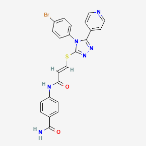 4-(3-((4-(4-Bromophenyl)-5-(pyridin-4-yl)-4H-1,2,4-triazol-3-yl)thio)acrylamido)benzamide