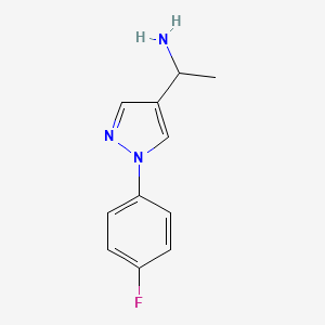 molecular formula C11H12FN3 B1286121 1-(1-(4-Fluorophenyl)-1H-pyrazol-4-yl)ethanamine CAS No. 1049988-73-9