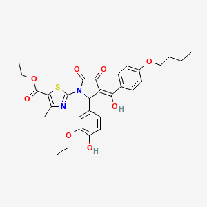 Ethyl 2-(3-(4-butoxybenzoyl)-2-(3-ethoxy-4-hydroxyphenyl)-4-hydroxy-5-oxo-2,5-dihydro-1H-pyrrol-1-yl)-4-methylthiazole-5-carboxylate