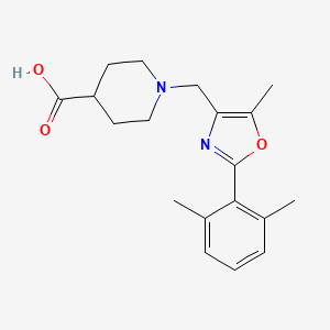 molecular formula C19H24N2O3 B12861391 1-((2-(2,6-Dimethylphenyl)-5-methyloxazol-4-yl)methyl)piperidine-4-carboxylic acid 