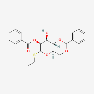 molecular formula C22H24O6S B12861433 [(4aR,7S,8S,8aS)-6-ethylsulfanyl-8-hydroxy-2-phenyl-4,4a,6,7,8,8a-hexahydropyrano[3,2-d][1,3]dioxin-7-yl] benzoate 