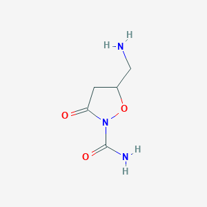 molecular formula C5H9N3O3 B12861529 5-(Aminomethyl)-3-oxoisoxazolidine-2-carboxamide 