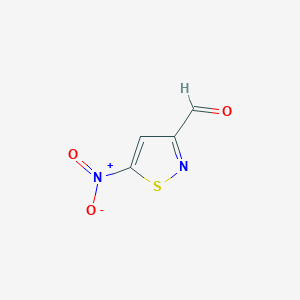 molecular formula C4H2N2O3S B12861563 5-Nitroisothiazole-3-carbaldehyde 