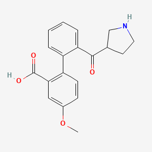 molecular formula C19H19NO4 B12861578 4-Methoxy-2'-(pyrrolidine-3-carbonyl)-[1,1'-biphenyl]-2-carboxylic acid 