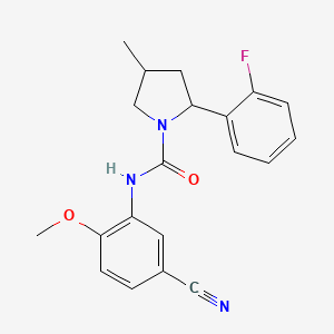 molecular formula C20H20FN3O2 B12861652 N-(5-Cyano-2-methoxyphenyl)-2-(2-fluorophenyl)-4-methylpyrrolidine-1-carboxamide 