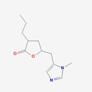 molecular formula C12H18N2O2 B12861761 5-((1-Methyl-1H-imidazol-5-yl)methyl)-3-propyldihydrofuran-2(3H)-one 