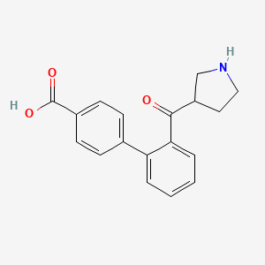 molecular formula C18H17NO3 B12861869 2'-(Pyrrolidine-3-carbonyl)-[1,1'-biphenyl]-4-carboxylic acid 