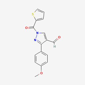 molecular formula C16H12N2O3S B12861896 3-(4-Methoxyphenyl)-1-(2-Thienylcarbonyl)-1H-Pyrazole-4-Carbaldehyde 