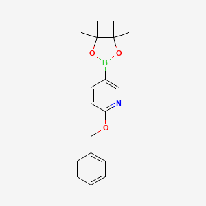 molecular formula C18H22BNO3 B1286191 2-(苄氧基)-5-(4,4,5,5-四甲基-1,3,2-二氧杂硼环己烷-2-基)吡啶 CAS No. 832735-54-3