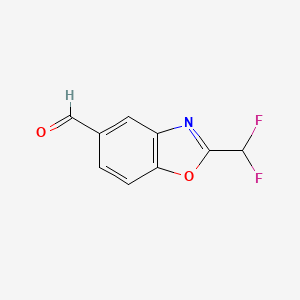 molecular formula C9H5F2NO2 B12861971 2-(Difluoromethyl)benzo[d]oxazole-5-carboxaldehyde 