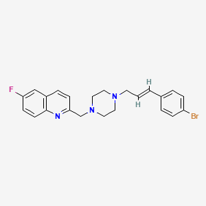 molecular formula C23H23BrFN3 B12861985 (E)-2-((4-(3-(4-Bromophenyl)allyl)piperazin-1-yl)methyl)-6-fluoroquinoline 