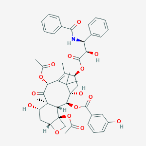 molecular formula C47H51NO15 B128620 [(1S,2S,3R,4S,7R,9S,10S,12R,15S)-4,12-二乙酰氧基-15-[(2R,3S)-3-苯甲酰胺基-2-羟基-3-苯基丙酰基]氧基-1,9-二羟基-10,14,17,17-四甲基-11-氧代-6-氧杂四环[11.3.1.03,10.04,7]十七碳烯-2-基] 3-羟基苯甲酸酯 CAS No. 132160-31-7