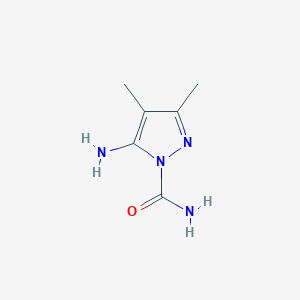 molecular formula C6H10N4O B12862045 5-Amino-3,4-dimethyl-1H-pyrazole-1-carboxamide 