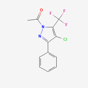 molecular formula C12H8ClF3N2O B12862151 1-Acetyl-4-chloro-3-phenyl-5-(trifluoromethyl)-1H-pyrazole 